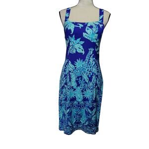 NWT Lilly Pulitzer Sz 4 Annalee Stretch Sheath Dress Aqua Blue Sleeveless Resort